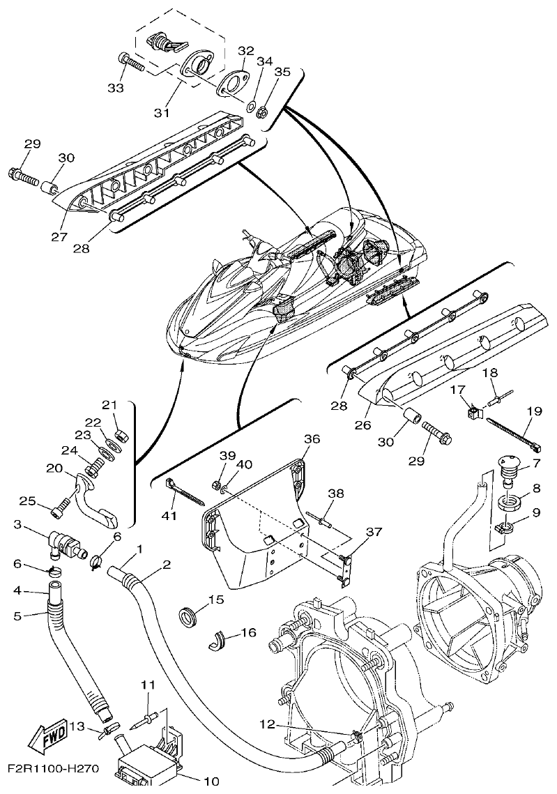 Yamaha GX18 HULL & DECK parts diagram